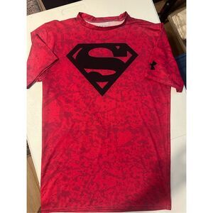 Under Armour Men's Pink DC Comics Superman Heat Gear Compression T-Shirt Size XL